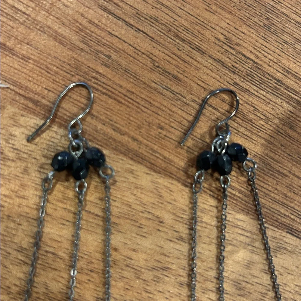 Cross Dangle Earrings Long Fringe Chains Cross Boho Gothic Chic